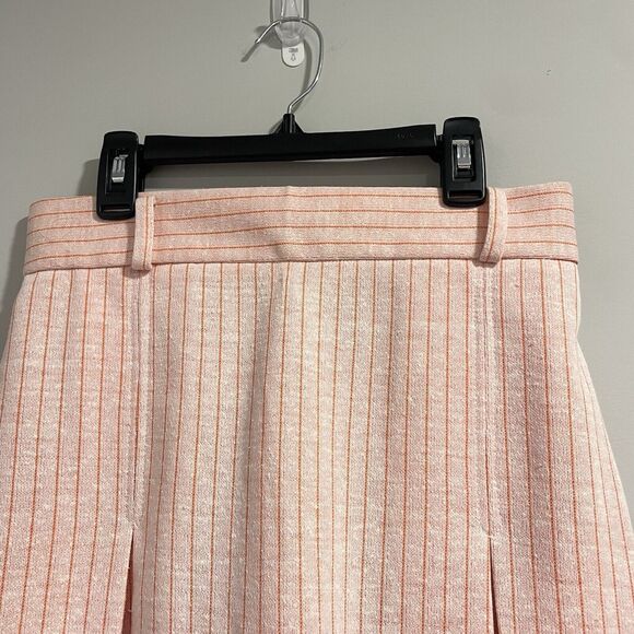 Perception Womens Wool/Polyester Peach Stripe Vintage Midi Skirt Box Pleat Sz 12 - Picture 3 of 8